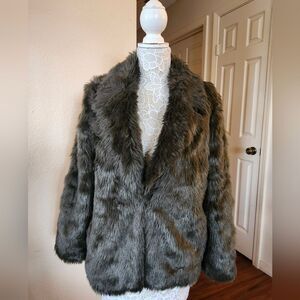 Faux Fur Teddy Coat Olive Green Color Size Large Mob Wife